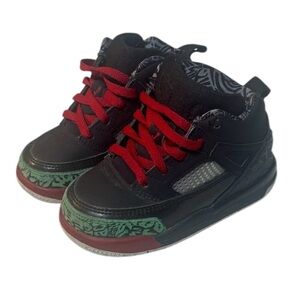 Jordan Spizike Black Varsity Red Toddler Sneakers Size 7C EUC